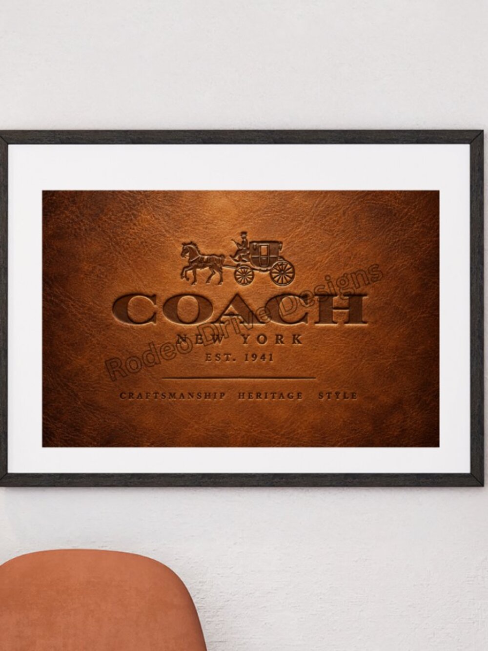 Luxury Inspired Brown Leather Wall Art 11x17 Unframed